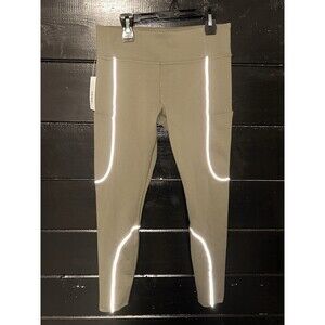 Outdoor Voices Leggings Womens M Green Reflective Lines Compression Run New